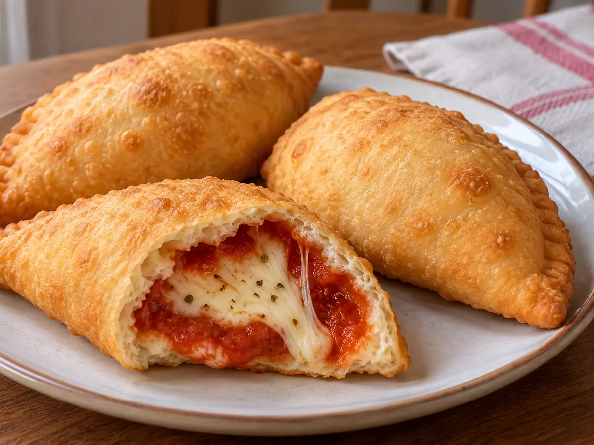 Panzerotti — mezzelune fritte di pasta lievitata con pomodoro e mozzarella filante