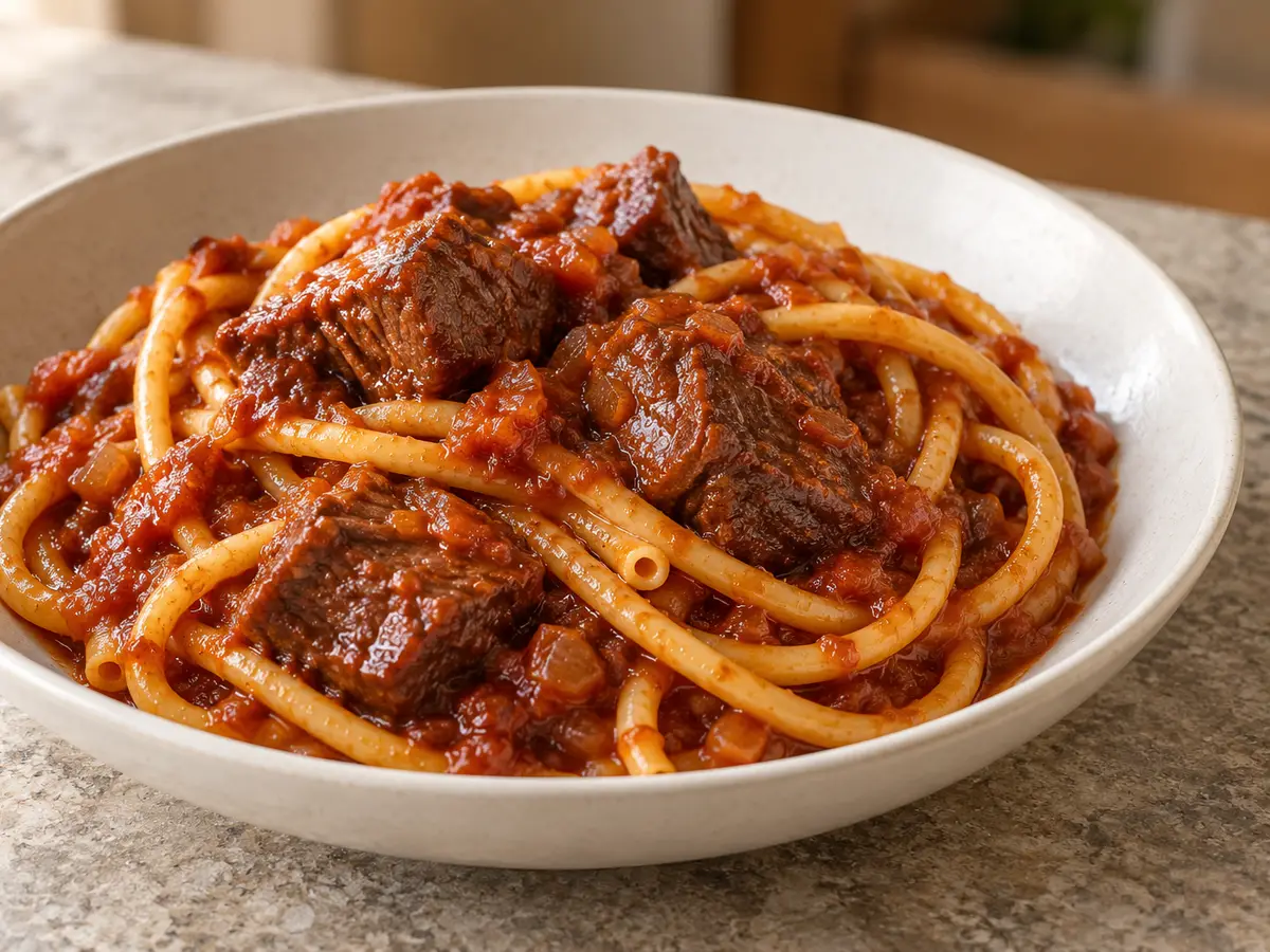 Pastitsada — manzo di Corfù in salsa speziata con pasta