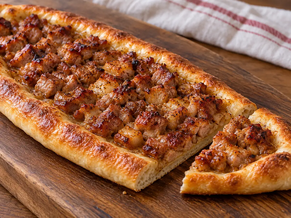 Pastrmajlija — Macedonische broodbootjes met gebakken varkensvlees
