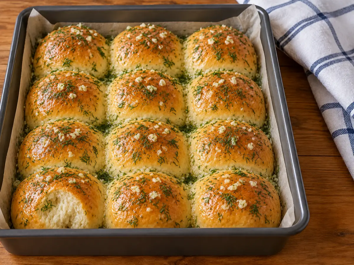 Pampushky — soffici panini ucraini con aglio e aneto