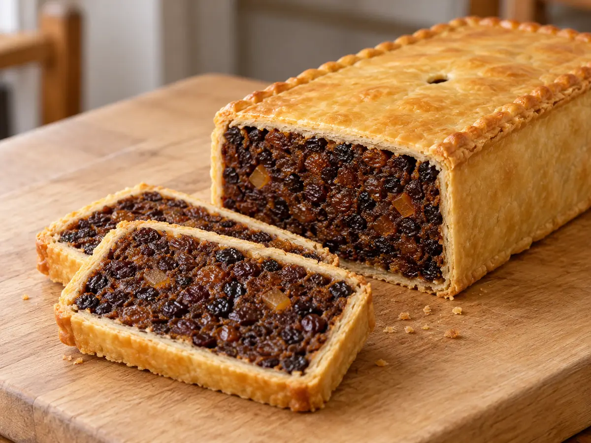 Black bun — Scottish fruitcake in thin shortcrust pastry