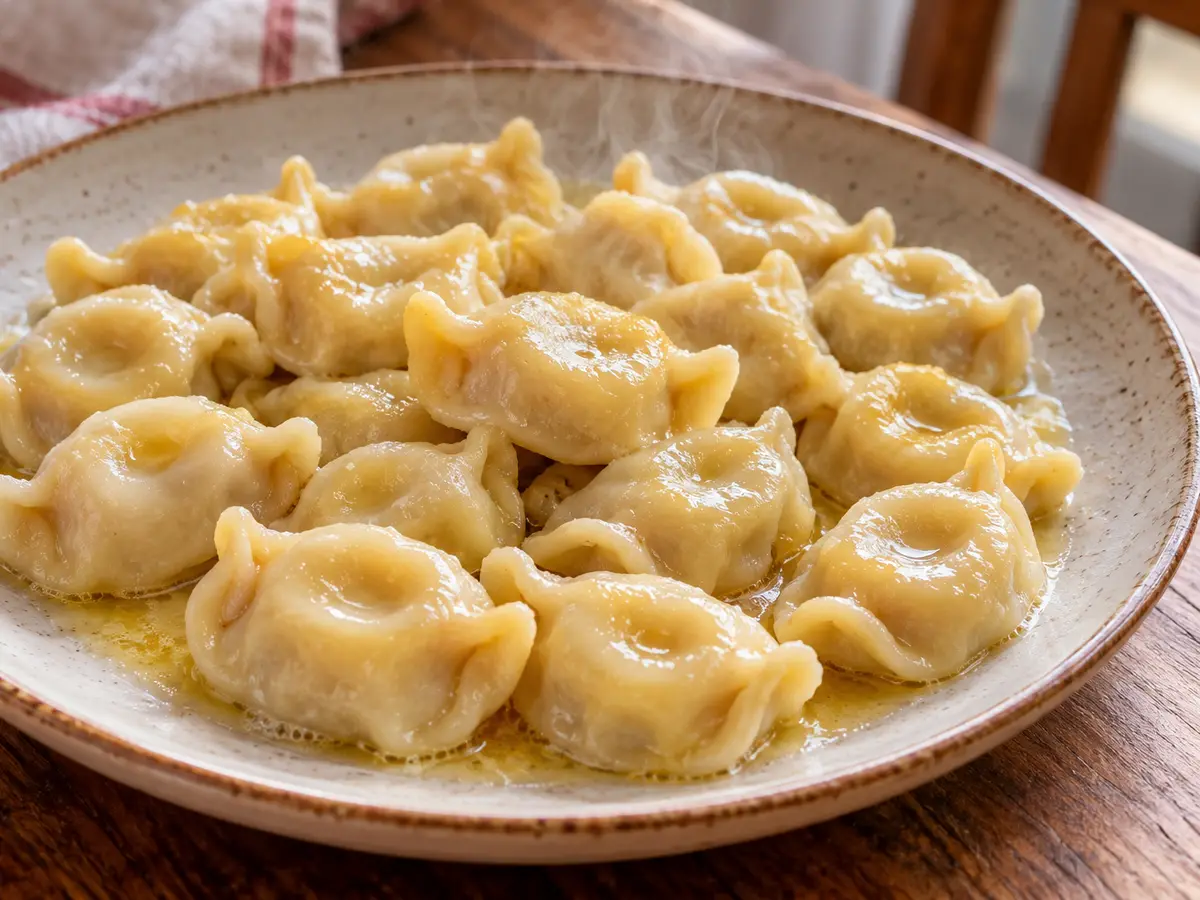 Idrijski žlikrofi — ravioli a cappello con patate e pancetta