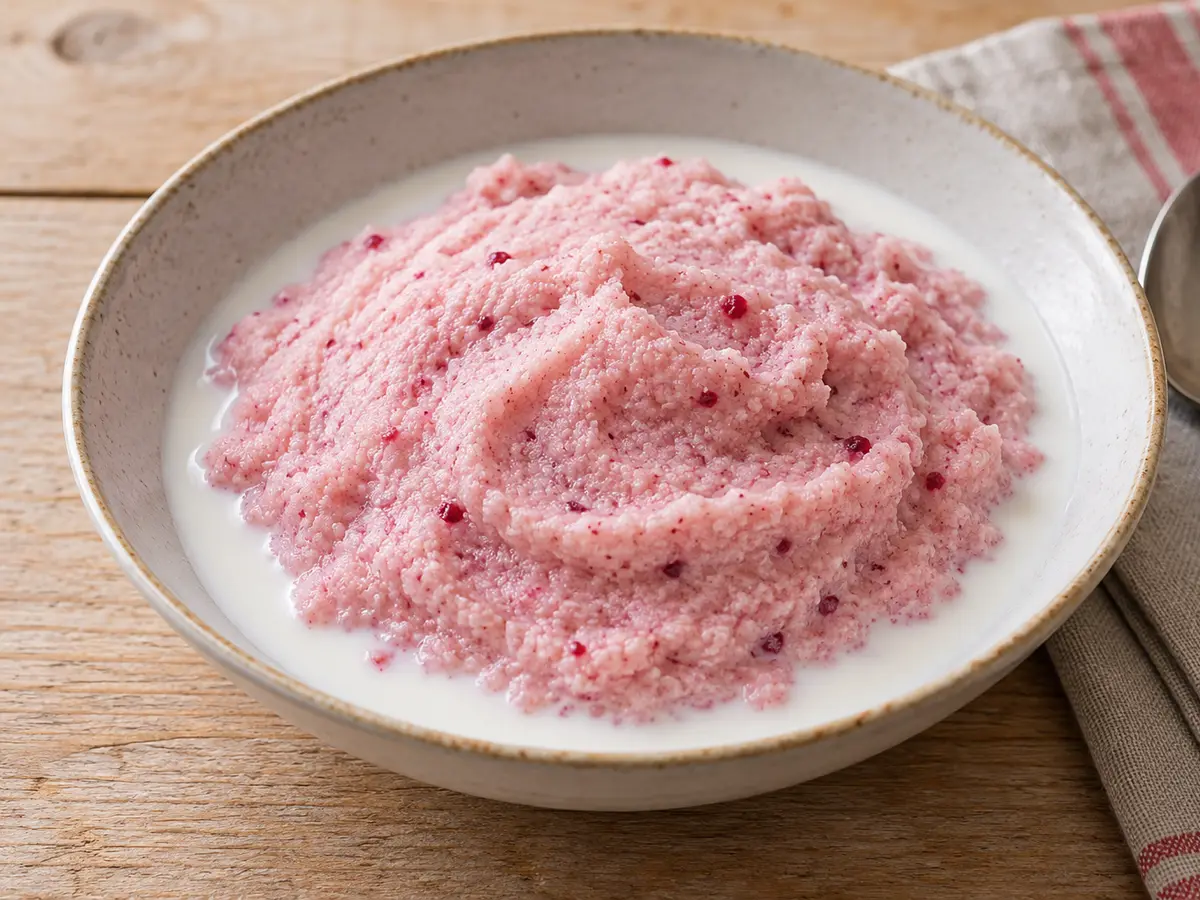Vispipuuro — finnisches Grießdessert mit Preiselbeeren