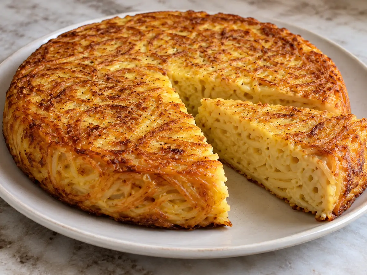 Frittata di spaghetti — frittata napoletana dorata con pasta e formaggio