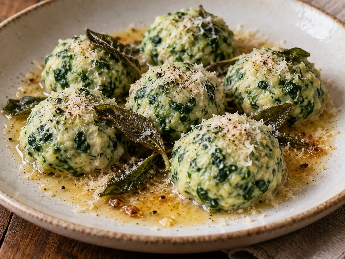 Gnudi met spinazie en ricotta in salieboter
