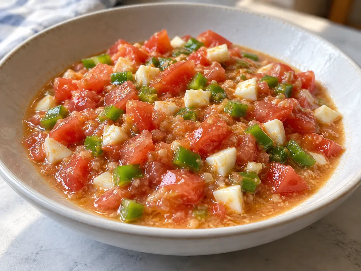 Pipirrana di Jaén con uova e aglio