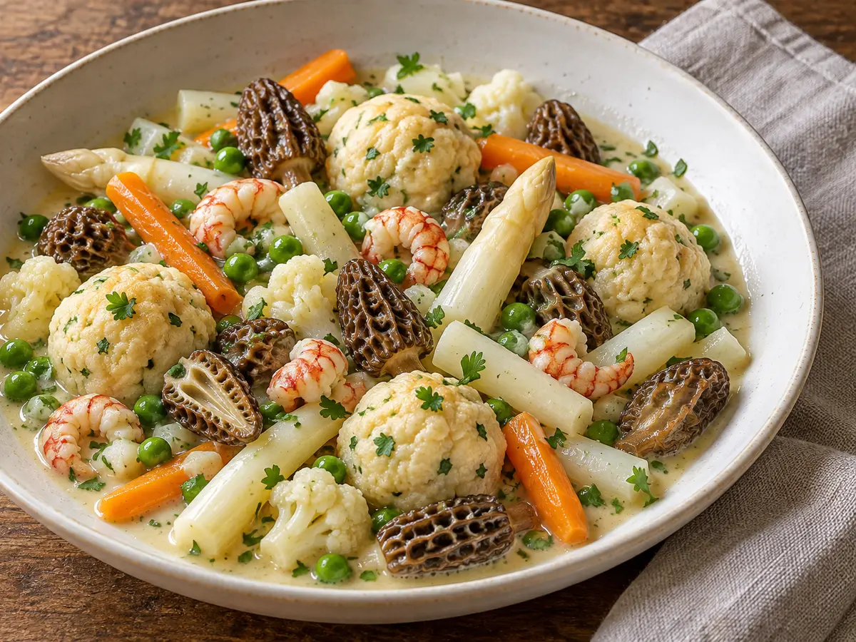 Leipziger Allerlei – vegetables with morels and crayfish