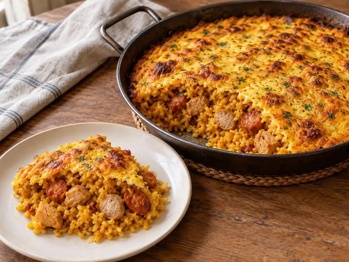 Arroz con costra – riso con carne sotto una crosta d'uovo