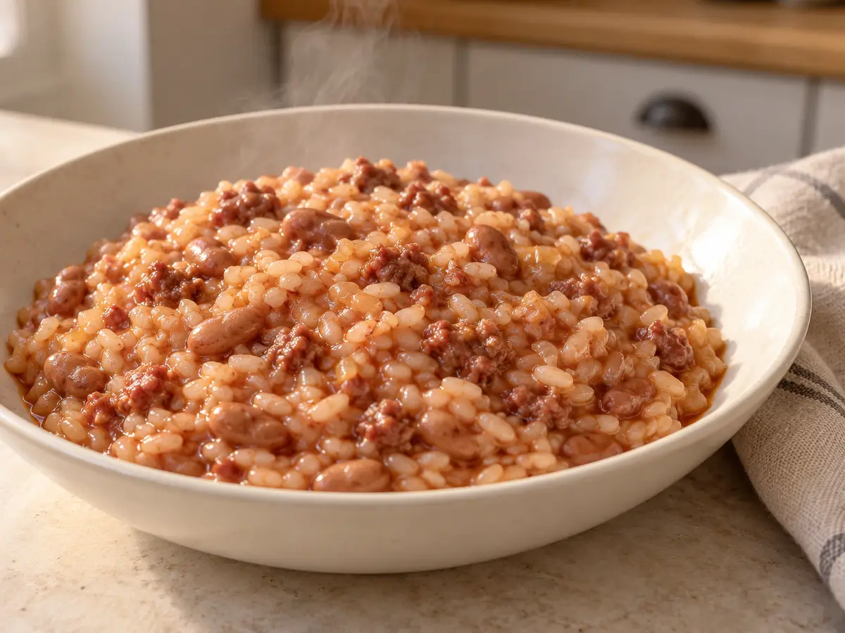 Panissa vercellese – riso con fagioli e salame