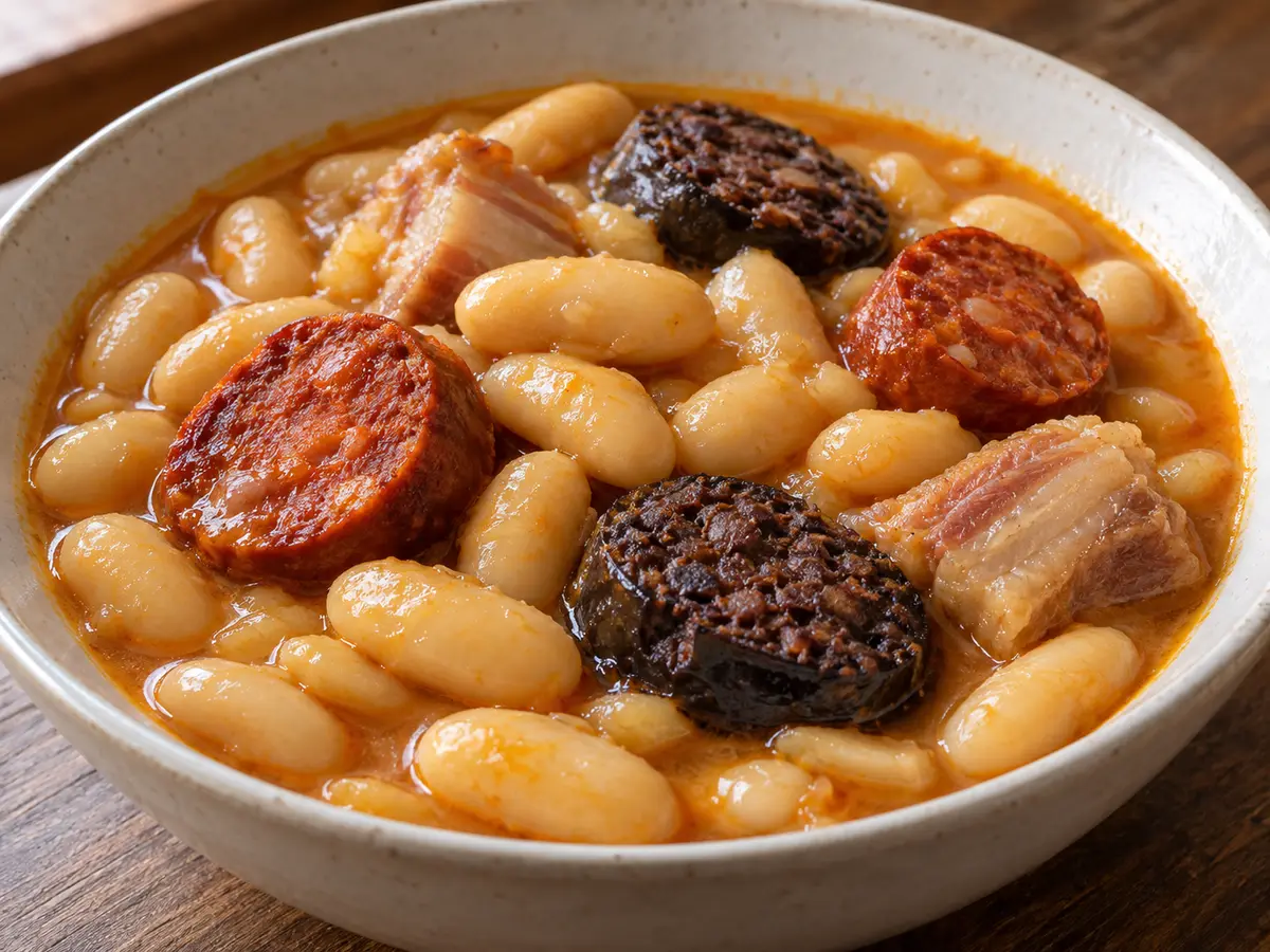 Fabada asturiana — white beans with chorizo and morcilla