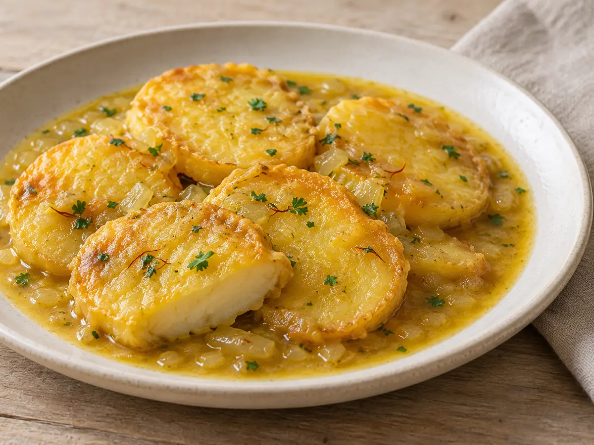 Patatas a la importancia – Kartoffeln in Knoblauch-Safran-Sauce