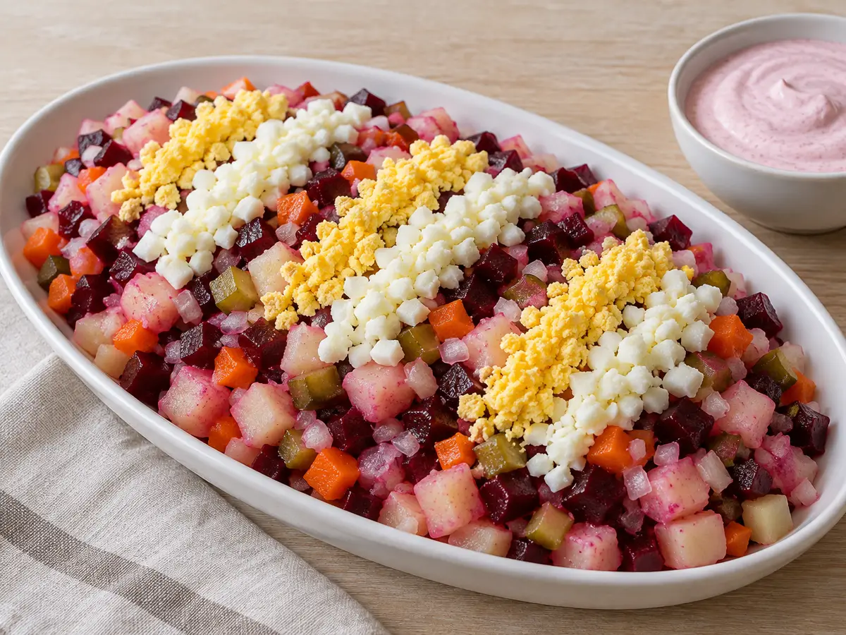 Rosolli – insalata finlandese di barbabietole con salsa rosa