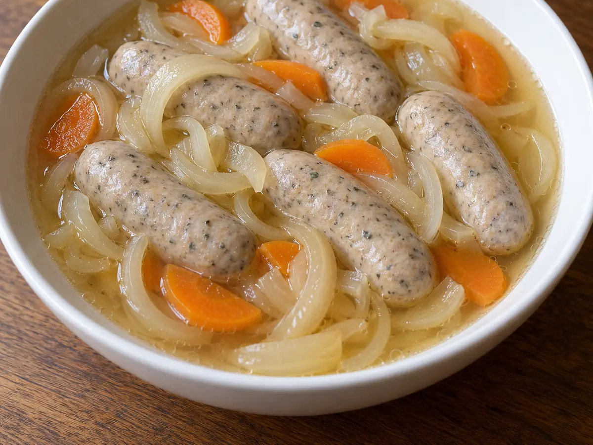 Saure Zipfel – salsicce in brodo acidulo con cipolle
