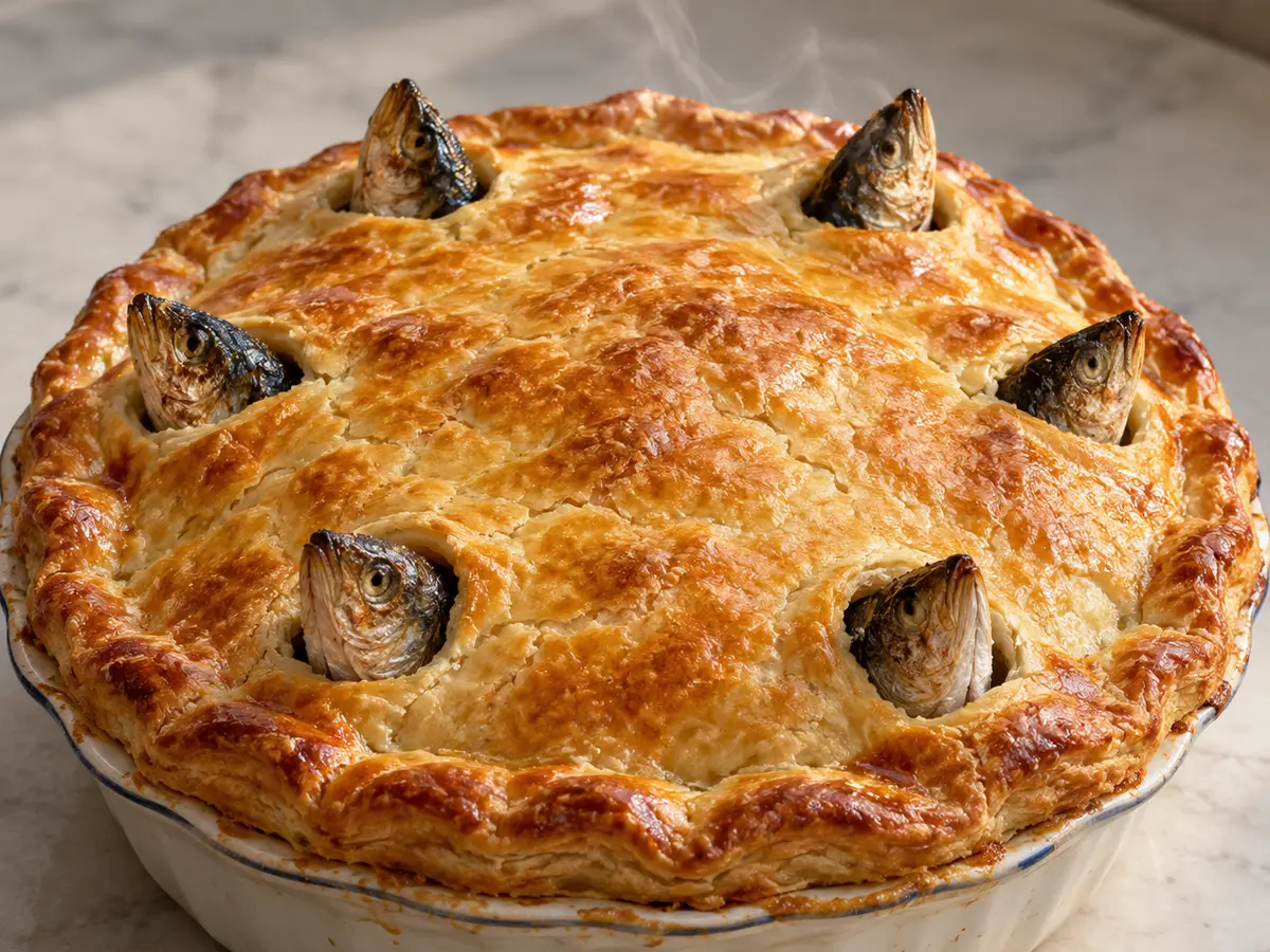 Stargazy pie – torta salata con sardine, uova e pancetta
