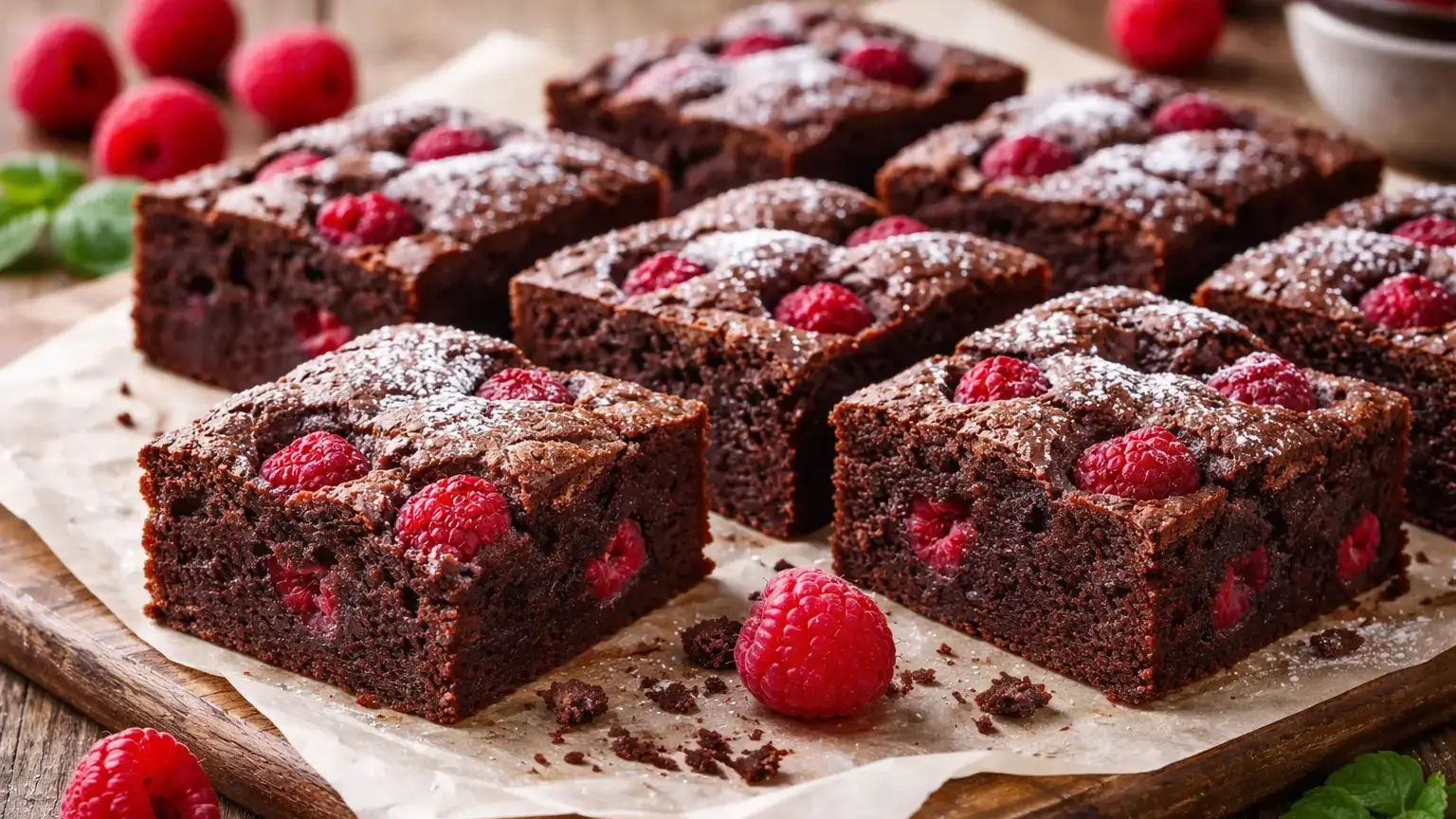 Brownie z malinami
