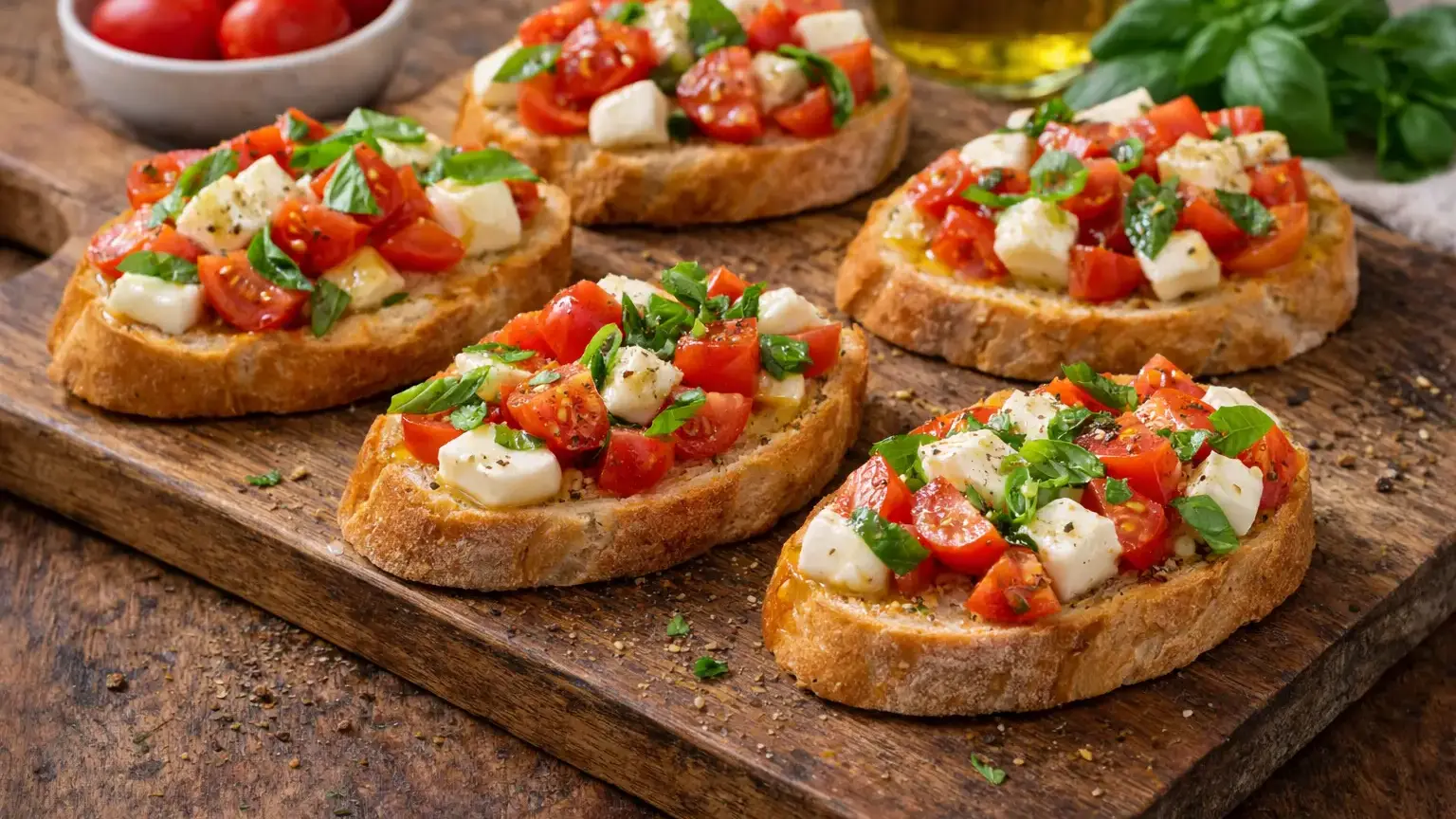 Bruschetta z mozzarellą i pomidorkami
