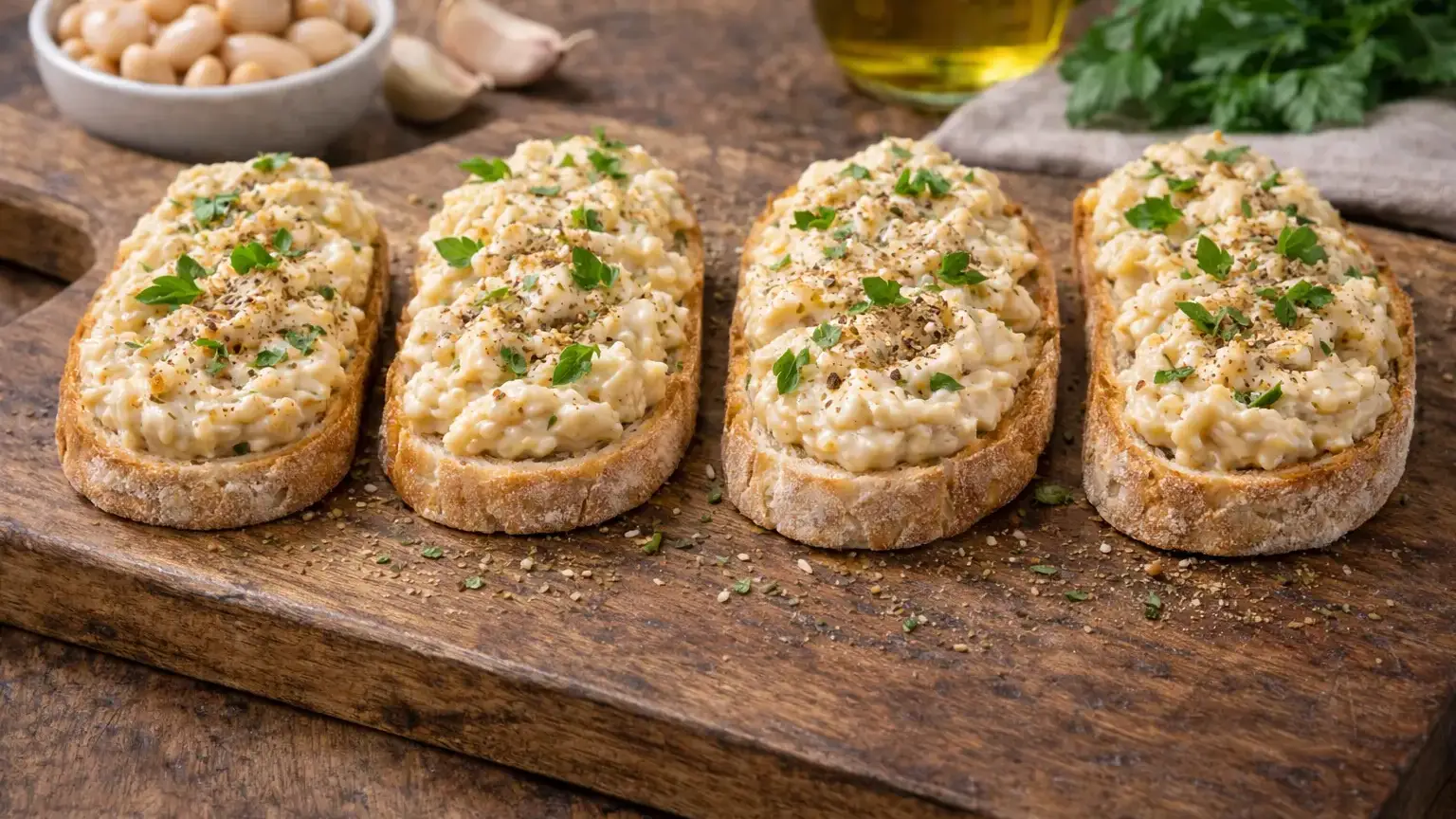 Bruschetta z pastą z fasoli