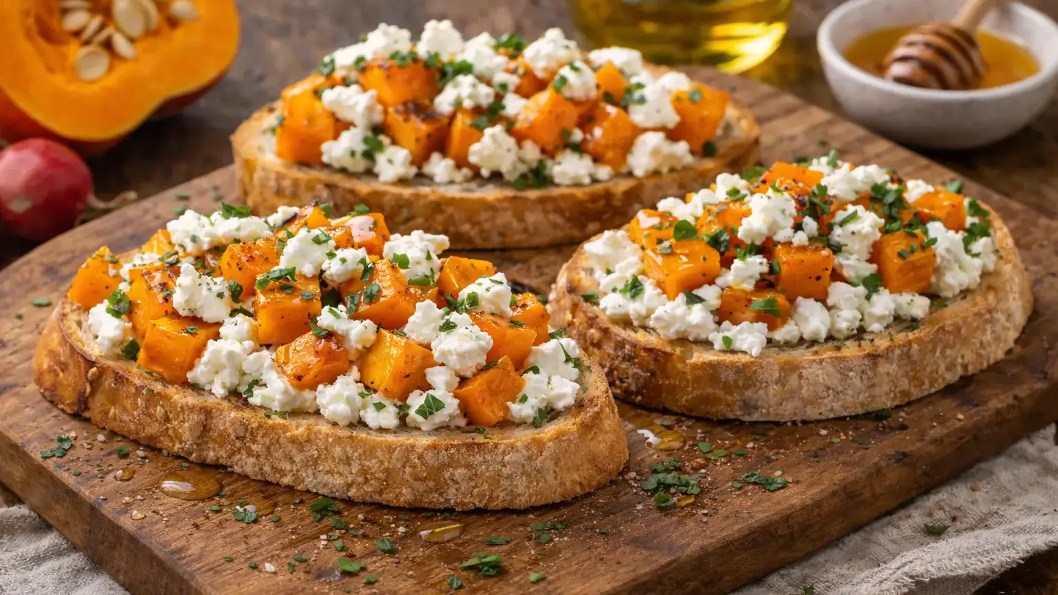 Bruschetta z pieczoną dynią i fetą