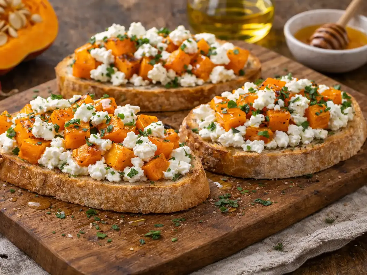 Bruschetta with Roasted Pumpkin and Feta