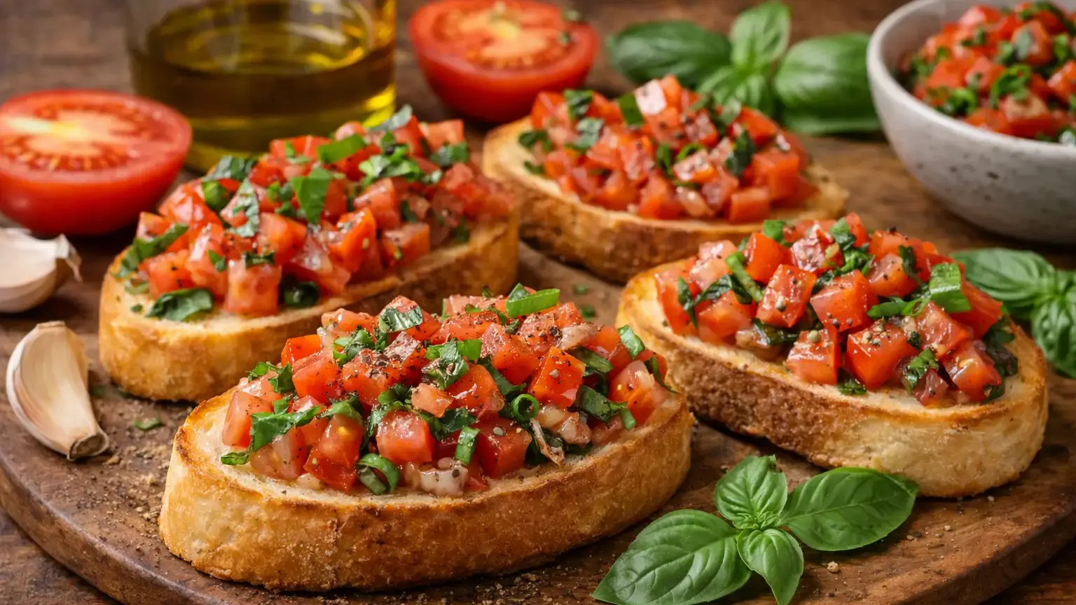 Bruschetta z pomidorami i bazylią