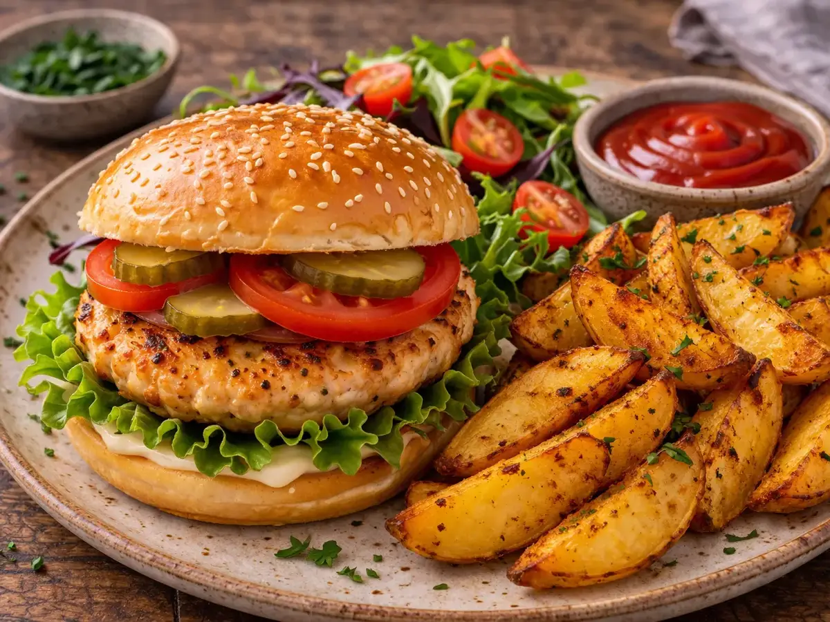 Turkey Burgers with Roasted Potatoes