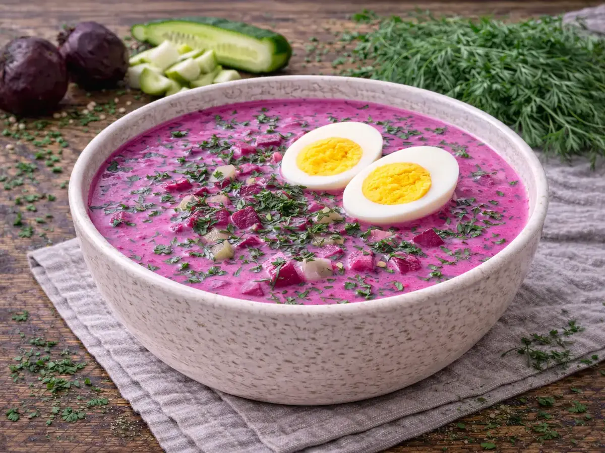 Chłodnik Litewski with Egg (Lithuanian-Style Cold Beet Soup)
