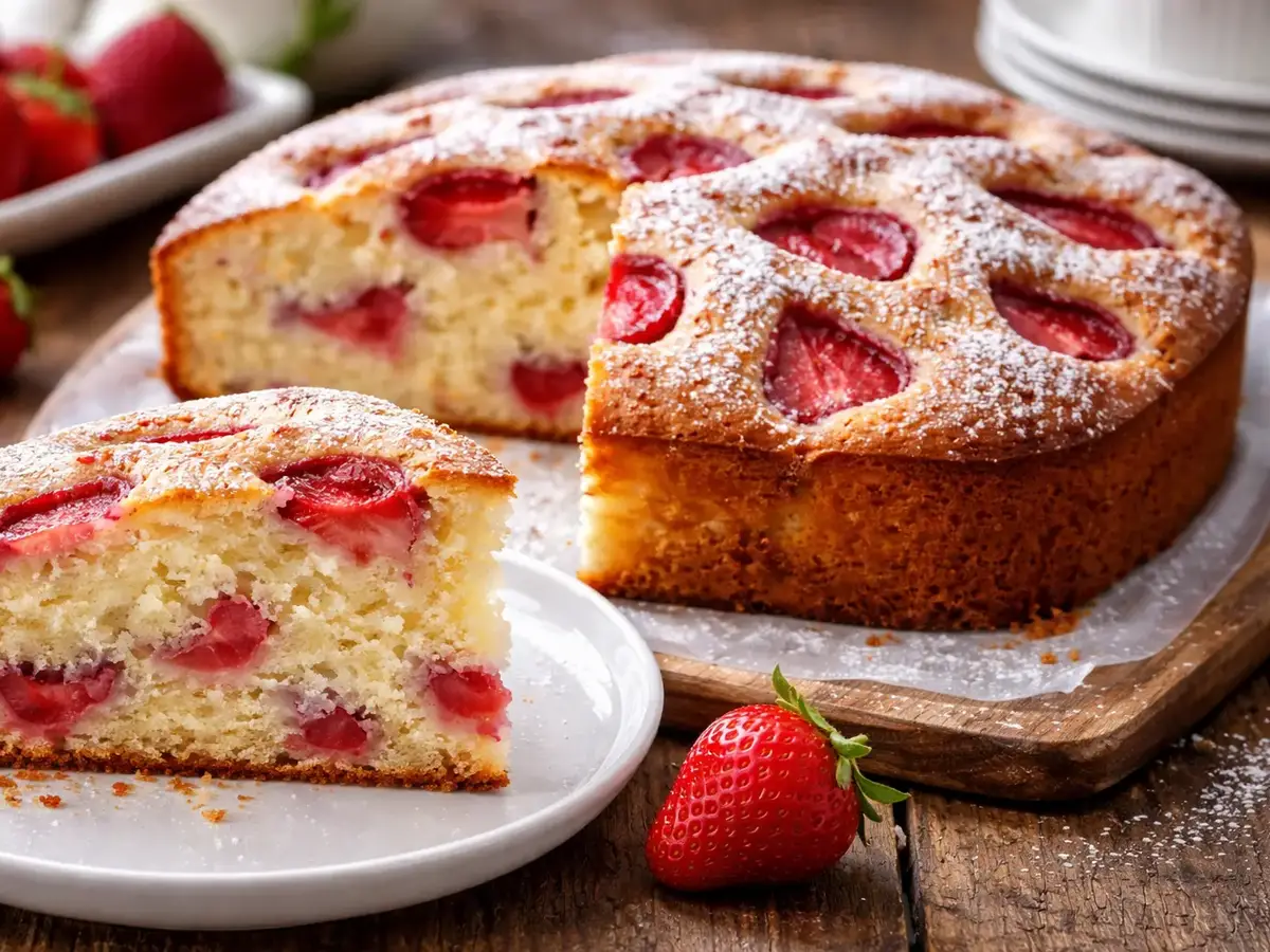 Yogurt Cake with Strawberries