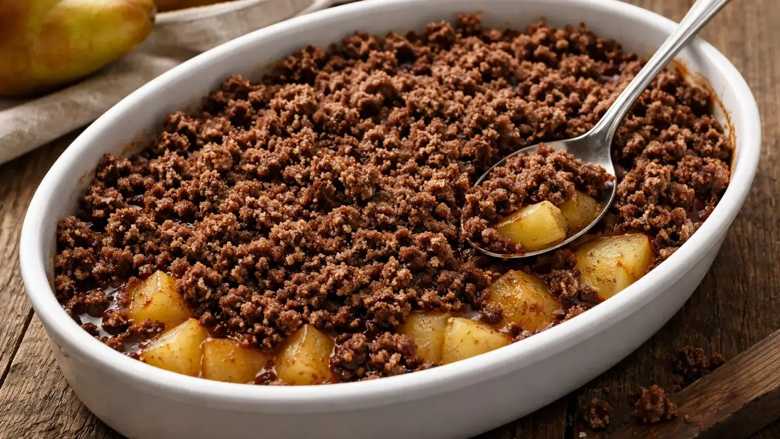 Crumble gruszkowe z kakao