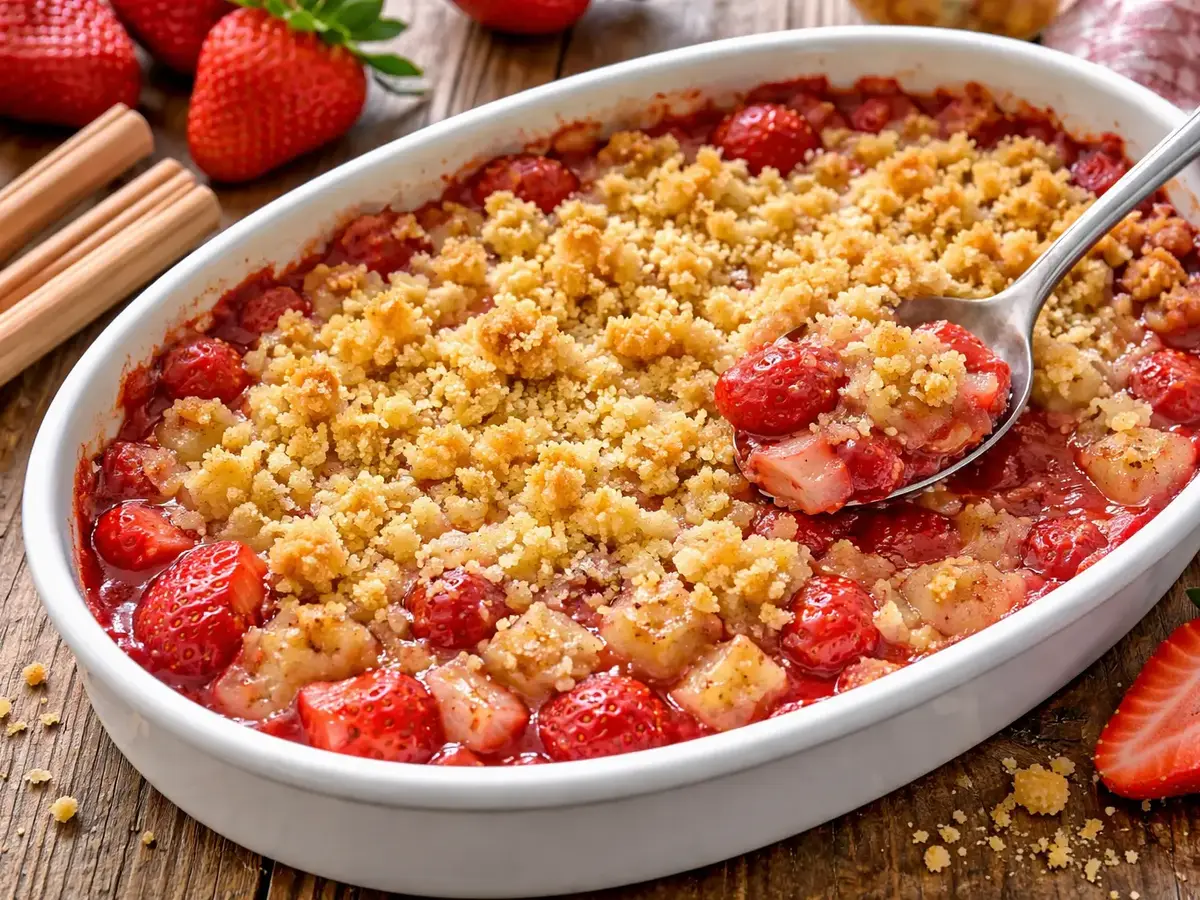 Rhubarb and Strawberry Crumble