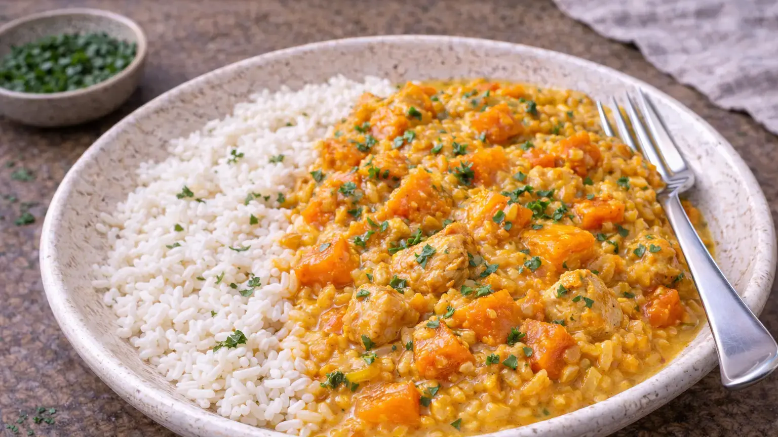 Curry z batatem i czerwoną soczewicą