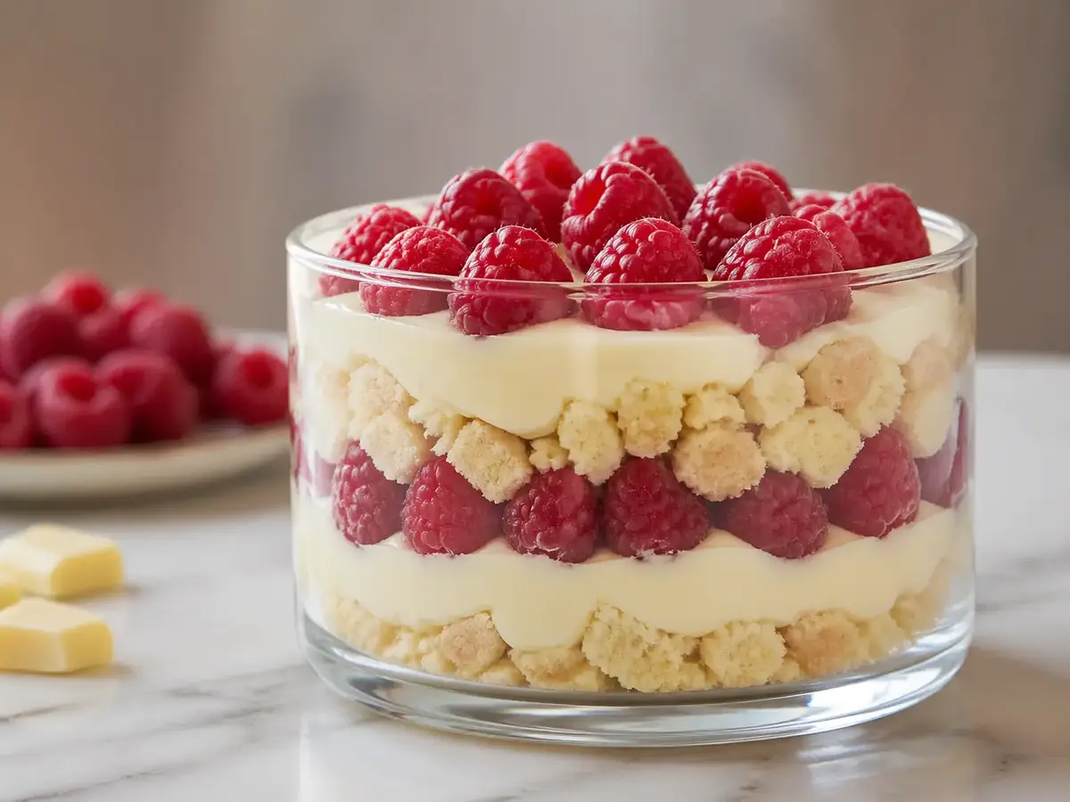 White Chocolate and Raspberry Dessert