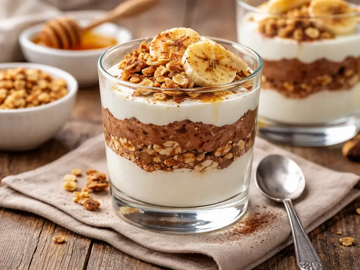 Yogurt Dessert with Cocoa and Banana