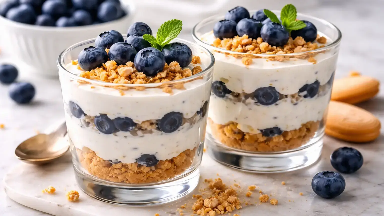 Deser z mascarpone i borówkami