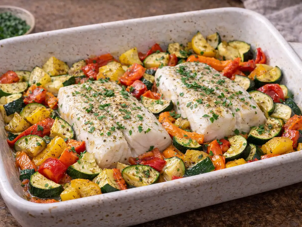 Oven-Baked Cod with Vegetables