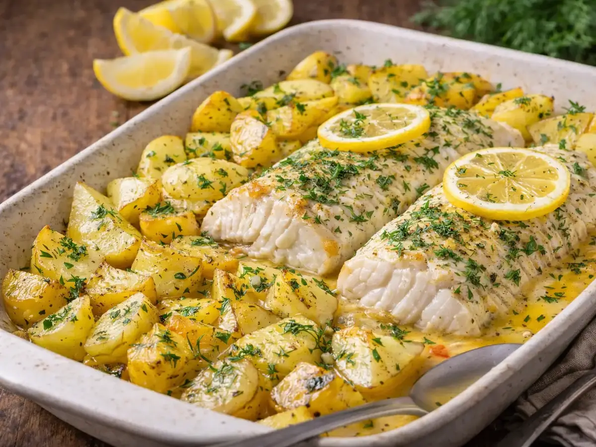 Baked Cod with Potatoes and Dill