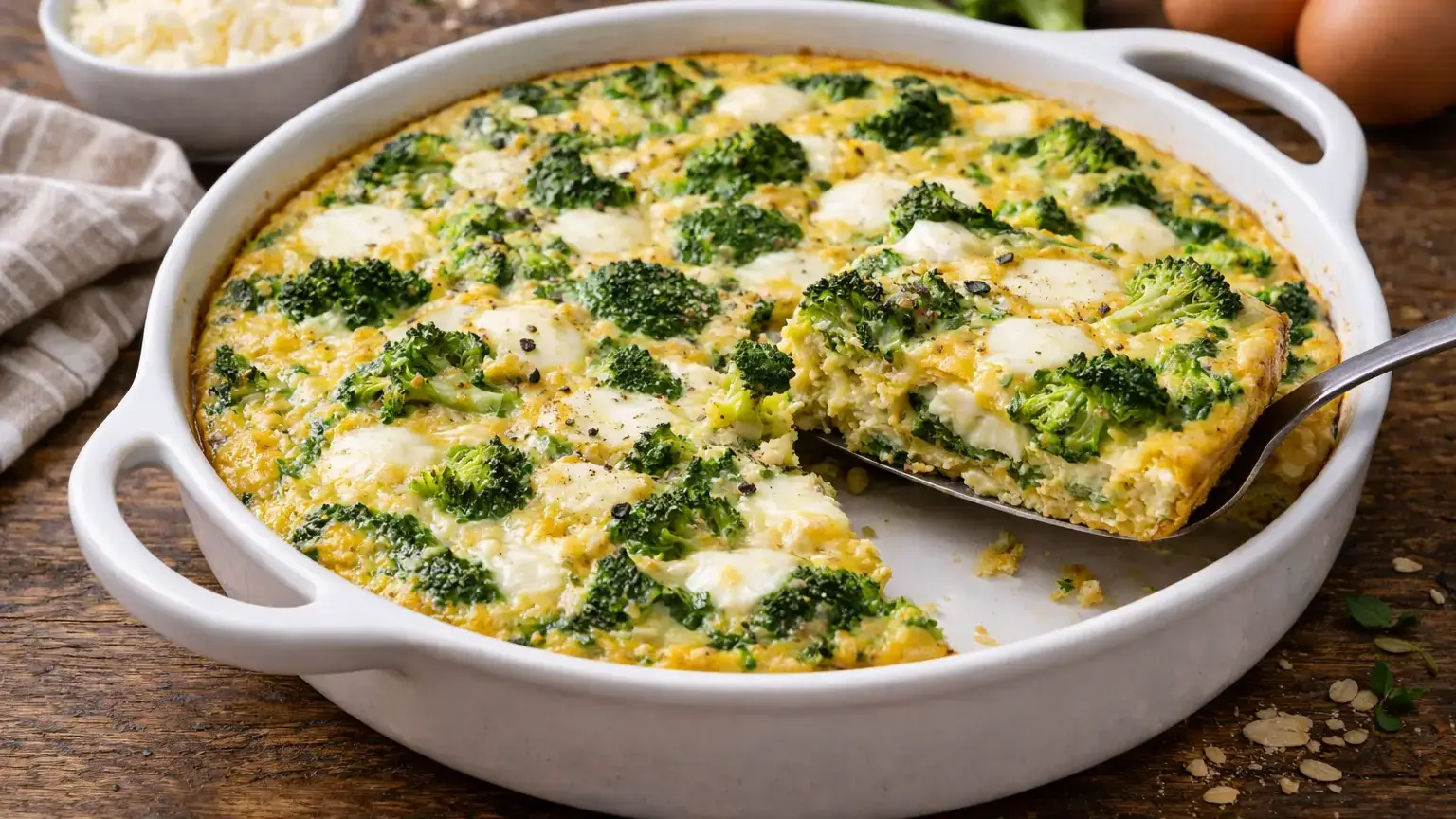 Frittata z brokułem i mozzarellą