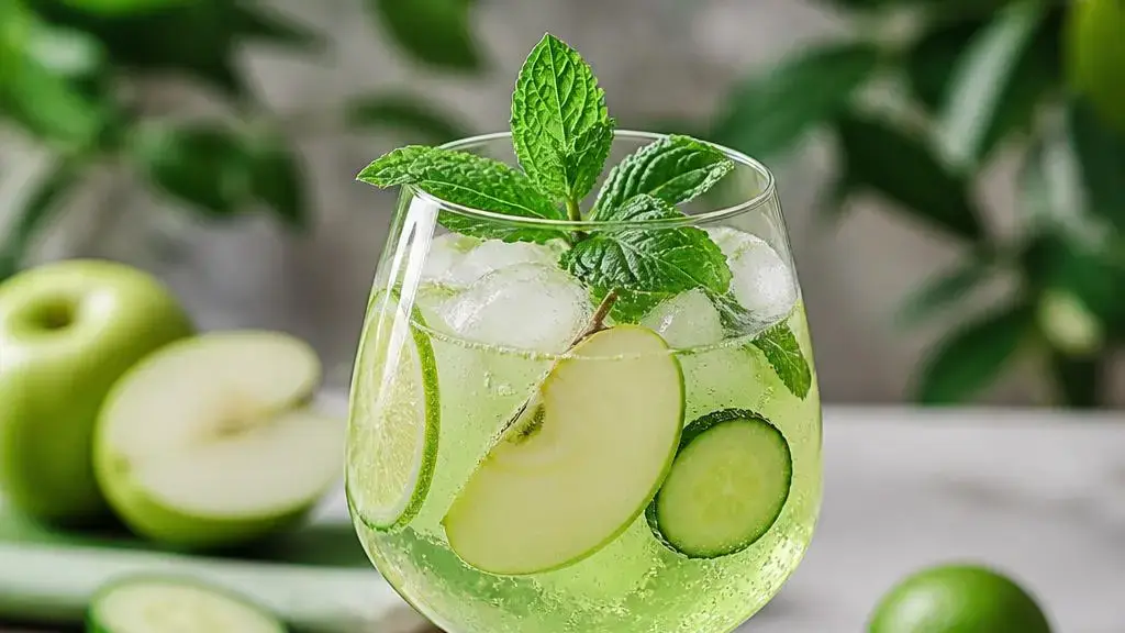 Jabłkowo-ogórkowy spritz z miętą i limonką