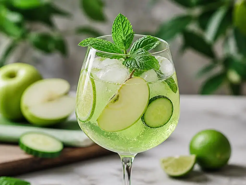 Jabłkowo-ogórkowy spritz z miętą i limonką