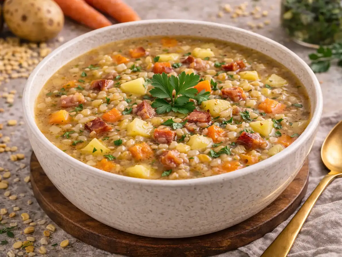 Grochówka with Smoked Bacon (Polish Split Pea Soup)