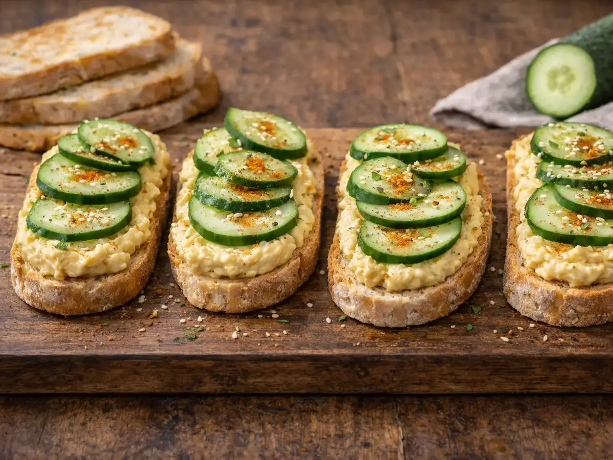 Hummus and Cucumber Toasts