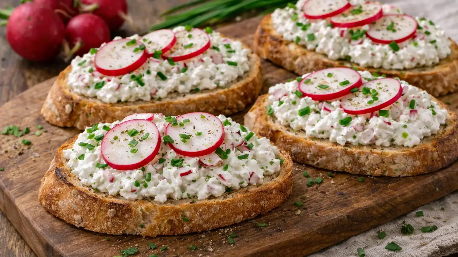 Grzanki z twarożkiem i rzodkiewką