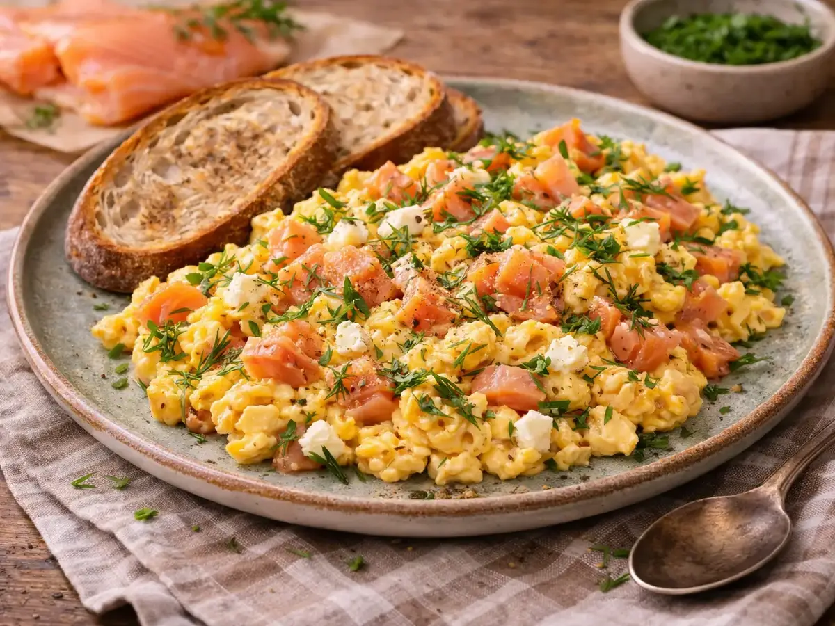 Scrambled Eggs with Smoked Salmon and Dill