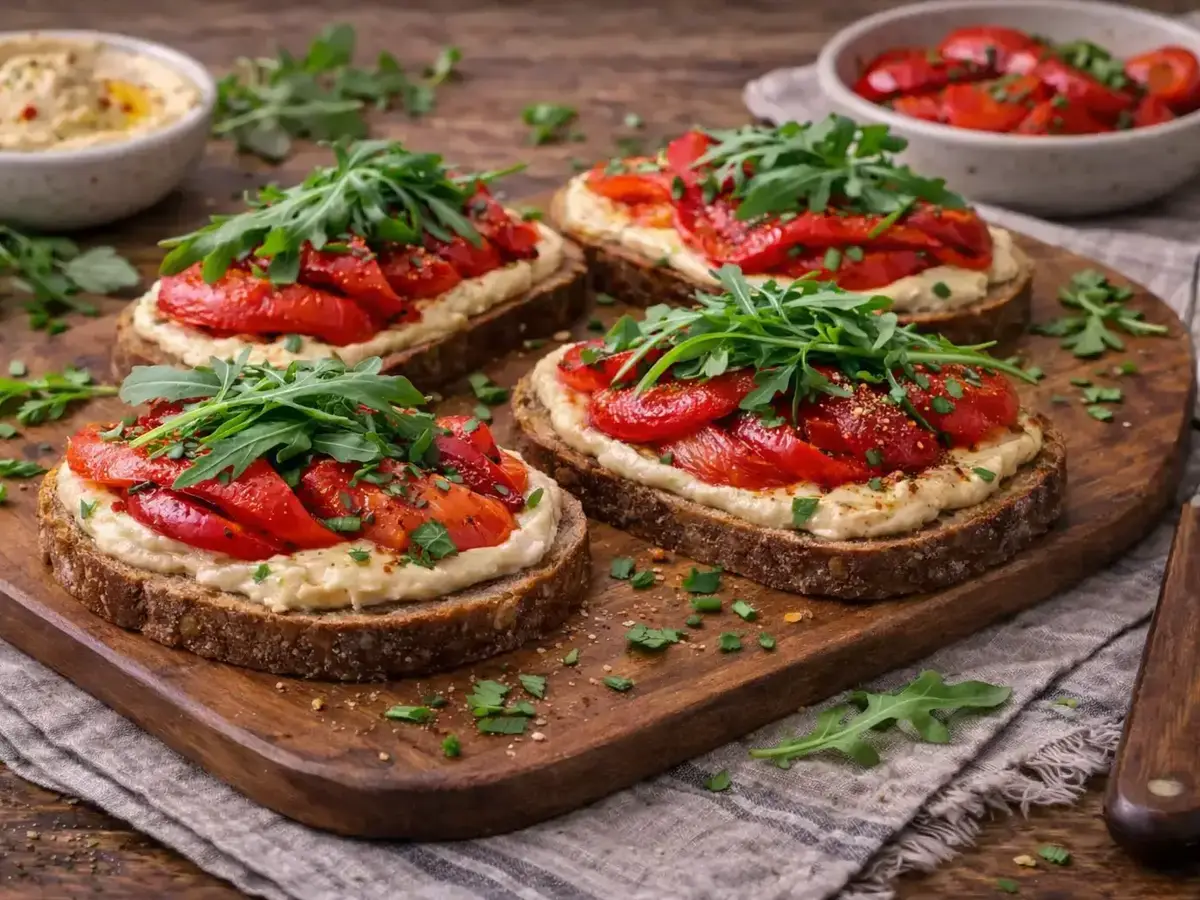 Hummus and Roasted Pepper Sandwiches