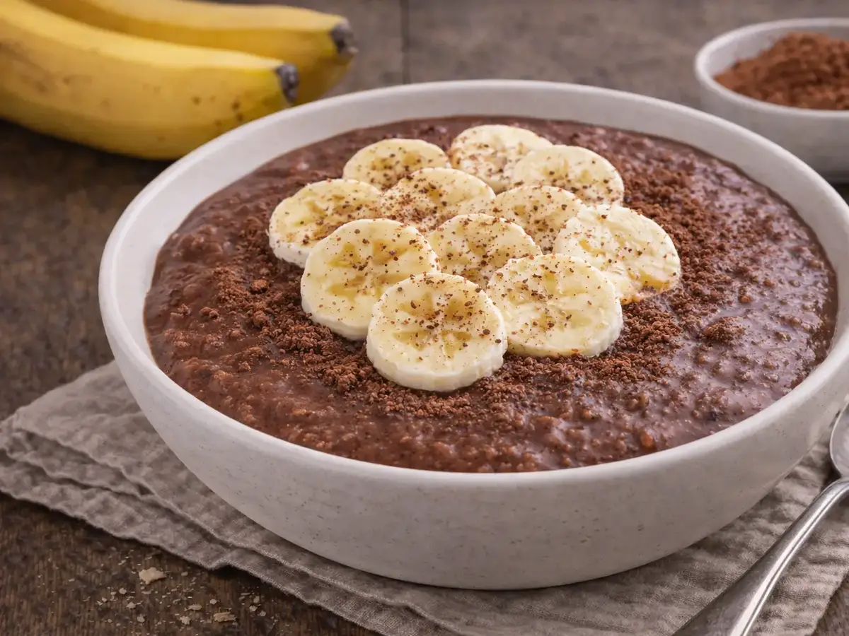 Cocoa Semolina Porridge with Banana