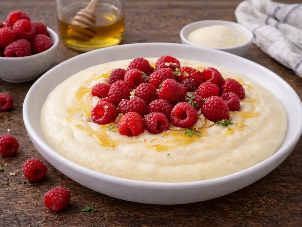 Semolina Porridge with Raspberries