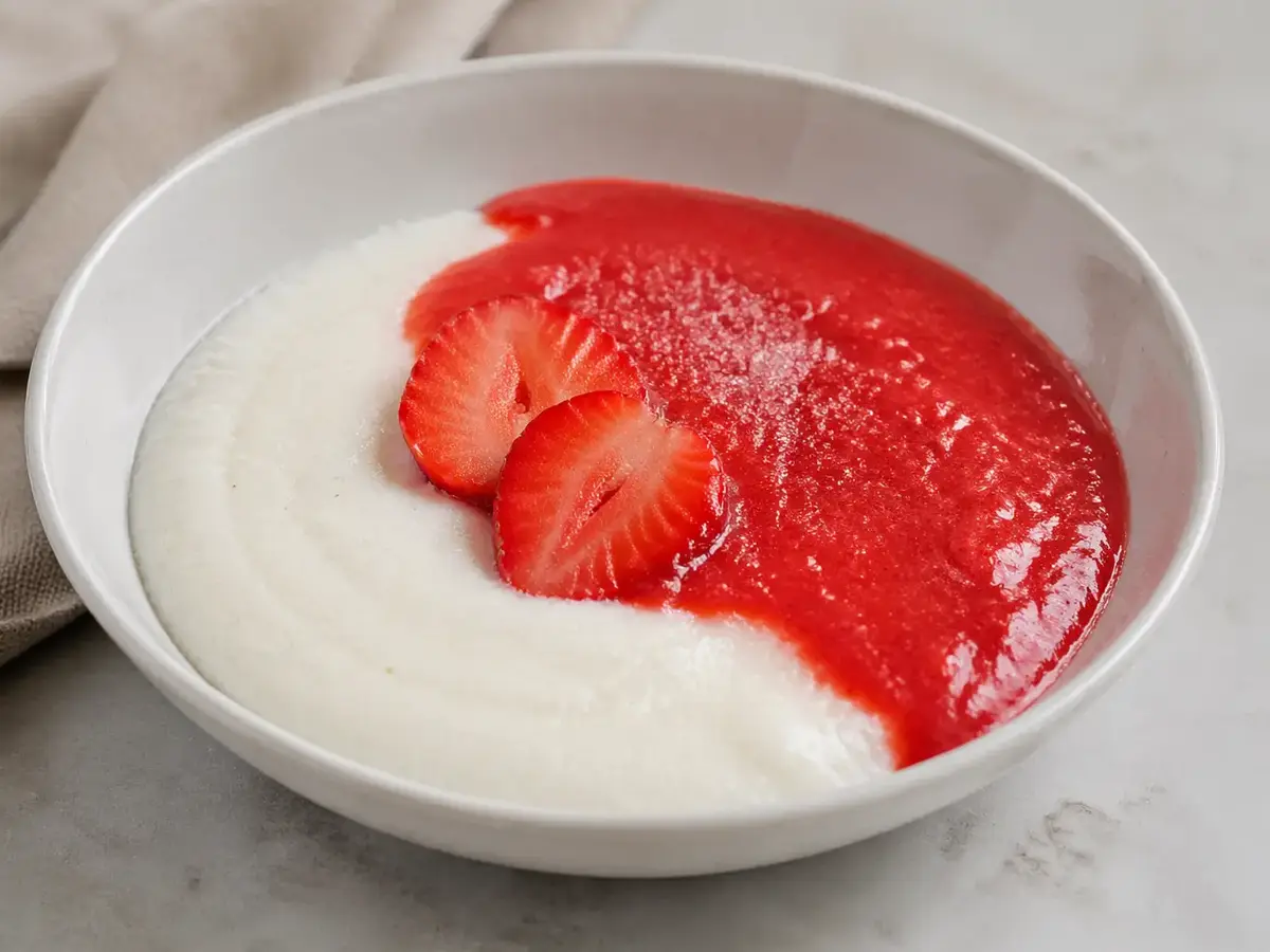 Semolina Pudding with Strawberry Purée