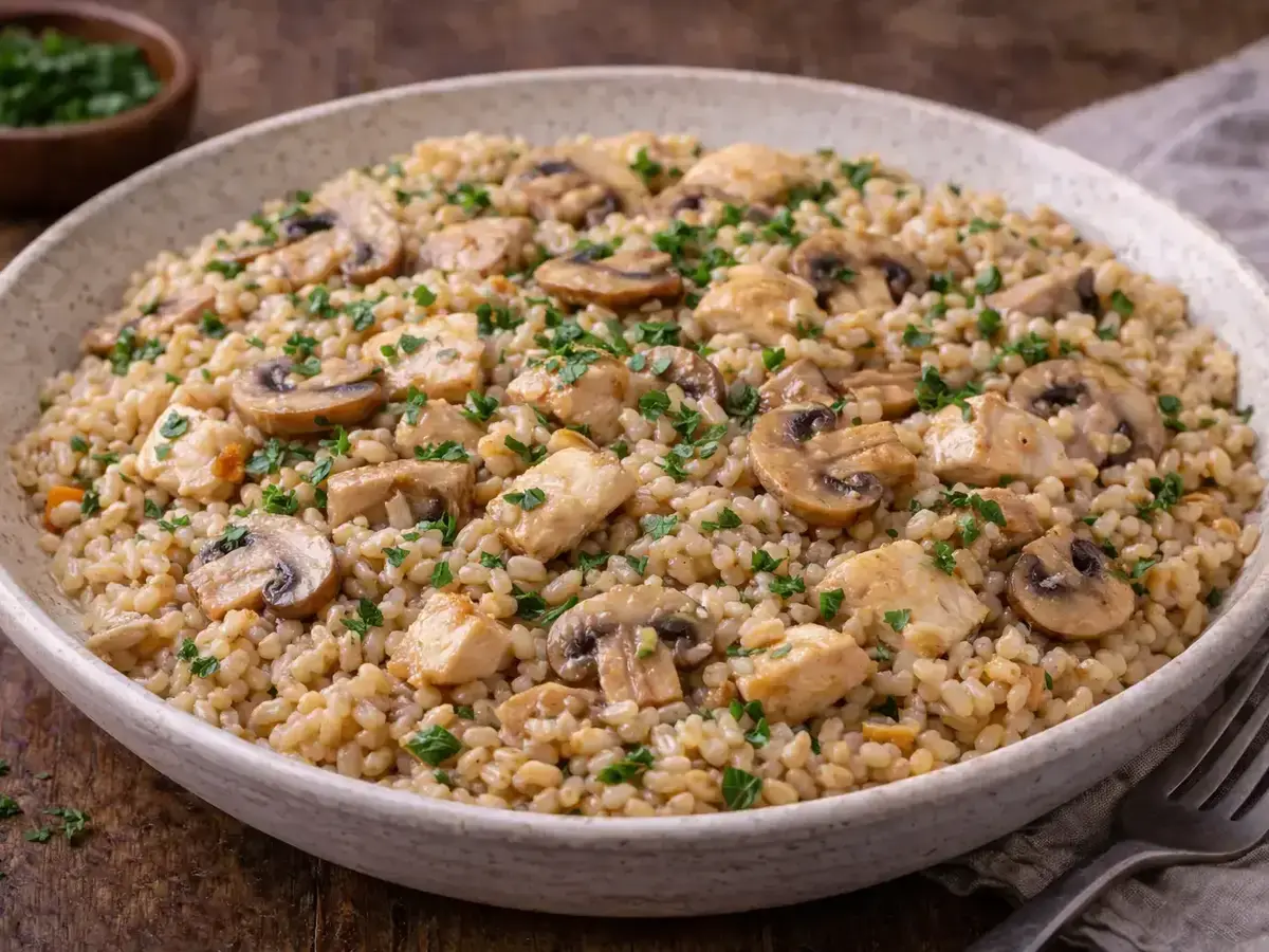 Kaszotto with Chicken and Mushrooms