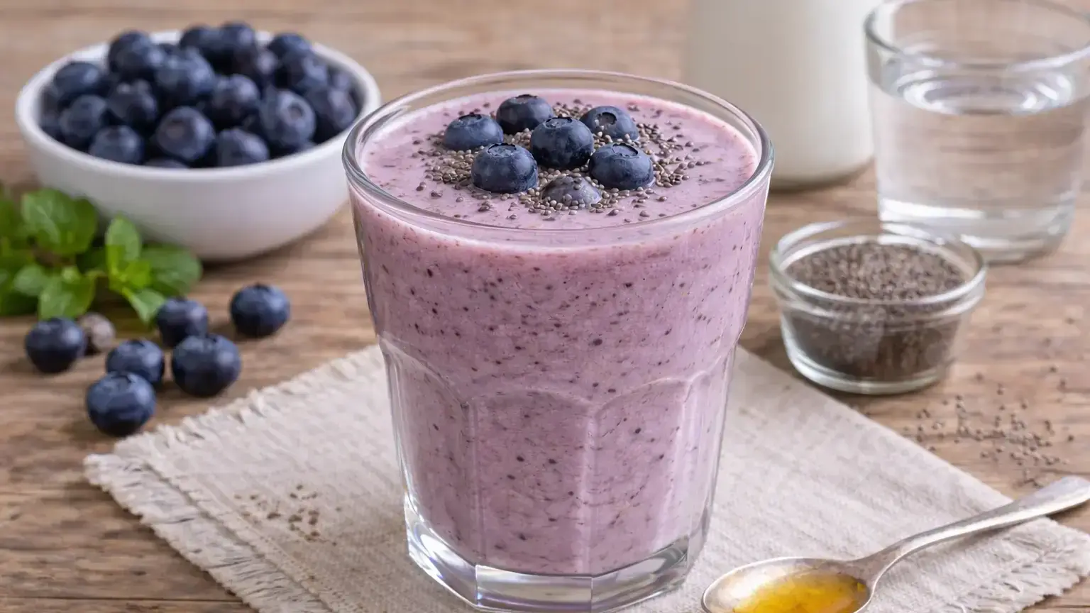 Kefir z borówkami i chia