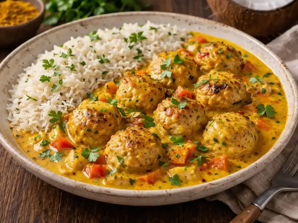 Chicken Meatballs in Curry Sauce