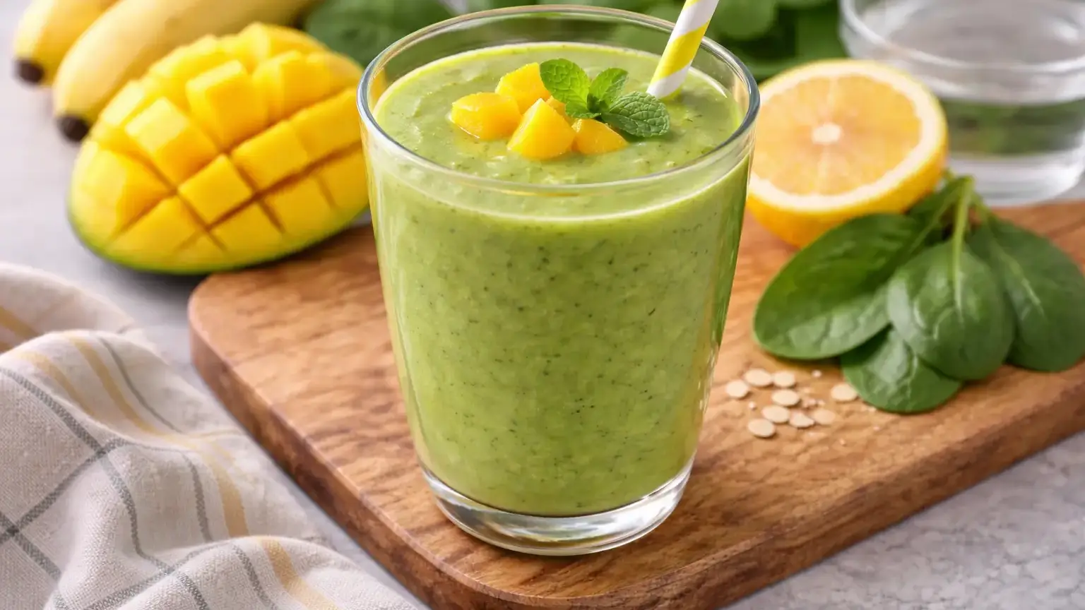 Zielony koktajl z mango i szpinakiem